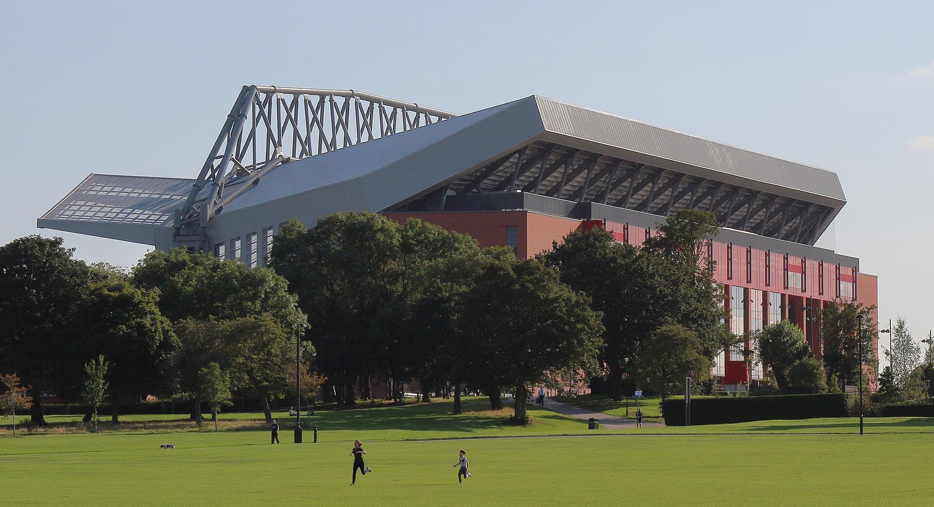 The Main Stand at Anfield football stadium in Liverpool